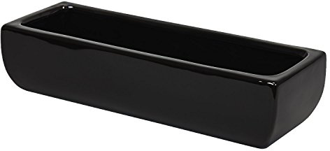 Keramik Übertopf rechteckig Pflanztrog Blumentopf Rinnen L 31,5 cm schwarz