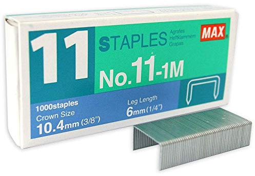 MAX USA CORP. Nr. 11-1M Heftklammern (10 Boxen, 10.000 Heftklammern, 0,2 kg, Bindepapierbögen)
