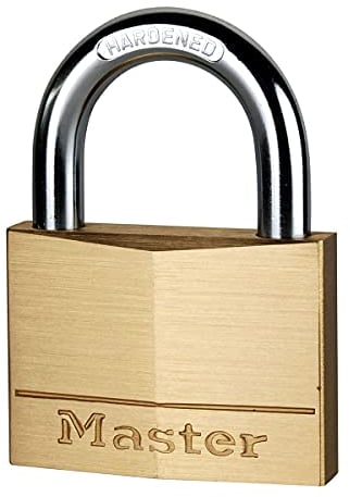 Master Lock 160EURD Candado de Ancho con Cuerpo de Latón Macizo, Dorado, 8.2 x 6 x 1.4 cm