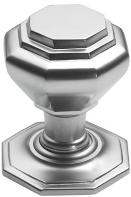 House of Brass Solid Heavy Cast Satin Chrome Octagonal Centre Door Knob Large (Fixed Knob)