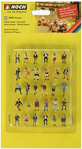 NOCH® Mega-Spar-Set „Sitzende“, 30 handkolorierte Modellfiguren, ideal für Spur H0 Modelleisenbahnen und Dioramen