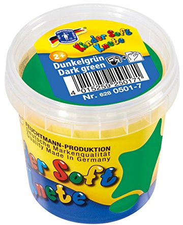 Feuchtmann 628.0501-7 - Kinder Soft Knete, lufttrocknende Modelliermasse in Dunkelgrün, ca. 150 g, als Geschenk für kreatives Spielen