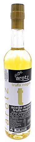 Trüffelöl der Spitzenklasse von Arotz aus Spanien - Extra natives Olivenöl mit echtem schwarzem Trüffel sowie Trüffelaroma verfeinert - 200 ml Glasflasche , Menge:1 Stück