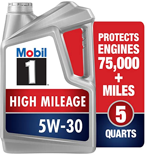 Mobil 1 High Mileage Full Synthetic Motor Oil 5W-30, 5 Quart