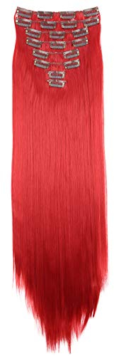 CAISHA XXL 60cm 8 Teile Set CLIP IN EXTENSIONS Haarverlängerung Haarteil Glatt Intensivrot CES9