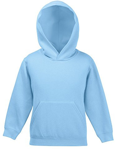 Fruit of the Loom Unisex Kids Premium Hooded Sweat, Sky, 7-8 Years (Manufacturer Size:30)