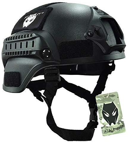 Atairsoft mich 2000 Combat casco protettivo con sponda & Nvg Mount nero per airsoft tattico militare paintball caccia