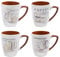 XSS XS4621 Set of 4 Gorgeous Large Stoneware Speciality Coffee Mugs with Mocha Espresso Cappuccino Designs