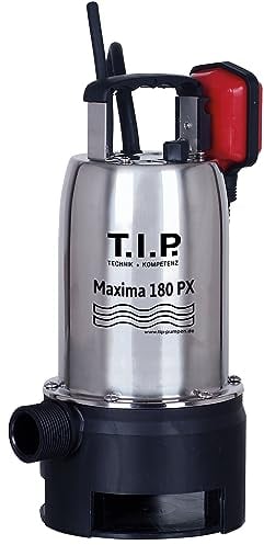 T.I.P. 30121 Schmutzwasser Tauchpumpe Edelstahl Maxima 180 PX, bis 10.500 l/h Fördermenge Silber