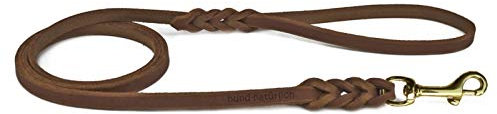 Fettlederleine geflochten 1m, 1,35m, 2,20m mit Handschlaufe (1m x 15mm braun Messing)