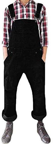 True Face Unisex Dungarees Denim Men Jumpsuit Women Onesie All in One Black XXL 2XL XX-Large