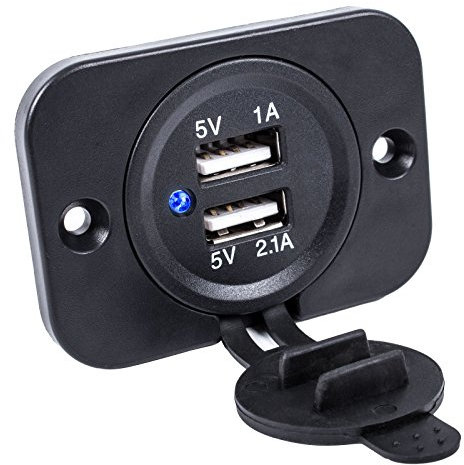 Double prise USB encastrable 12/24 V 2,1 A 5 V Convient pour caravane, camping-car, voiture, bateau, camion