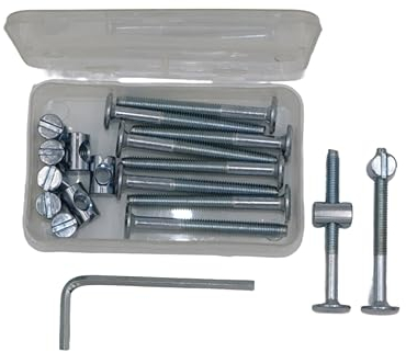 Onestopdiy.com al, Möbel-Bettschrauben, Inbus-Kopf mit Zylindermutter, 6 mm, M6 x 60 mm, ZP, silberfarben, 10 Stück
