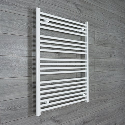 companyblue 900mm wide x 1000mm high Heated Towel Rail Straight Flat White Bathroom Warmer Radiator Rack Central Heating