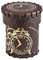 Q WORKSHOP-Qworkshop-Taza de Dados Steampunk de Cuero, marrón y Dorado, Color QWOCST02
