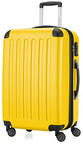 HAUPTSTADTKOFFER - SPREE - Hartschalen-Koffer Trolley Rollkoffer Reisekoffer, 4 Doppel-Rollen, 65 cm, 74 L, Gelb