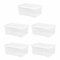 JMS we create smile - Set of 5 x 45 Litre Plastic Clear Crystal Storage Boxes with Lids for Home, Office & Garage -Stackable & Nestable