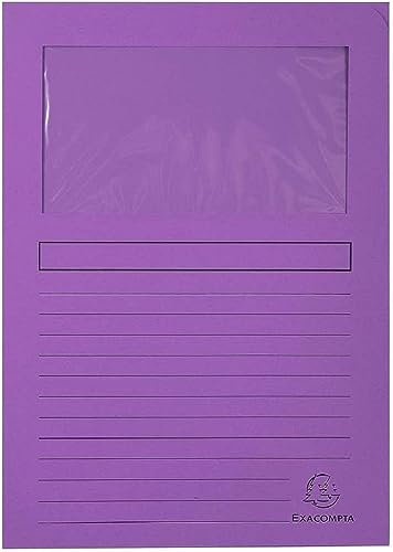 Exacompta - Réf. 50101E - Paquet de 100 chemises à fenêtre sans plastique Forever® 120 g/m² - couleurs vives - 100% recyclées et certifiées Ange Bleu - dimensions 22x31cm pour format A4 -couleur lilas