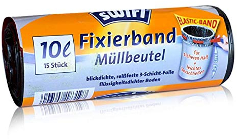 Swirl Müllbeutel 10l mit Fixierband anthrazit VE=15 Stück