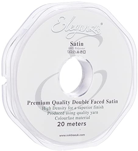 Eleganza Double Faced Satin 10mm x 20m White No.01, 10 mm x 20 m