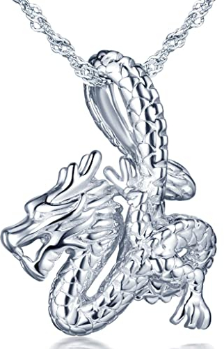 Unendlich U Cool Femme Dragon Pendentif, Collier en argent 925 avec la Chaîne, Collier femme fille, Cadeau Anniversaire Noël