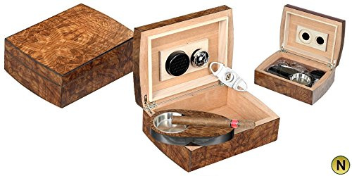 Schachtel für Zigarren Humidor Luftbefeuchter, Cigar, Set mit 40 Zigaretten, Ulmen, matt, rund, Lubinski