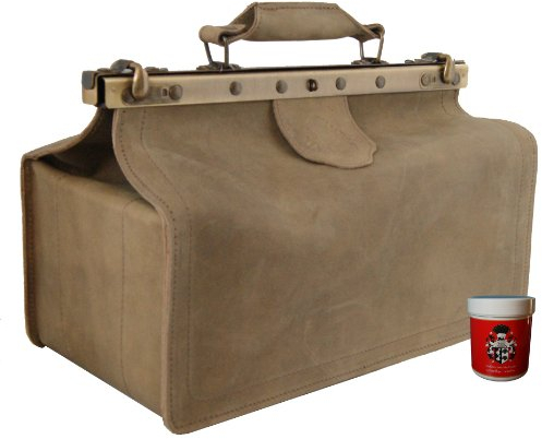 Freiherr von Maltzahn Doktortasche PETTENKOFER aus braunem Antik-Leder, Handmade in Germany, inkl. Lederpflege