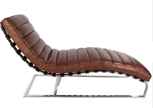 Casa Padrino Luxus Echtleder Vintage Oviedo Liege/Sessel Braun - Leder Sessel Art Deco Lounge Relax Sessel
