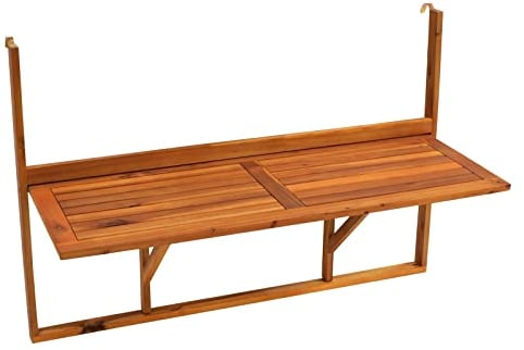 DEGAMO Balkonhängetisch 120x40cm klappbar, Grosse Ausführung, Akazienholz, FSC®-Zertifiziert Braun