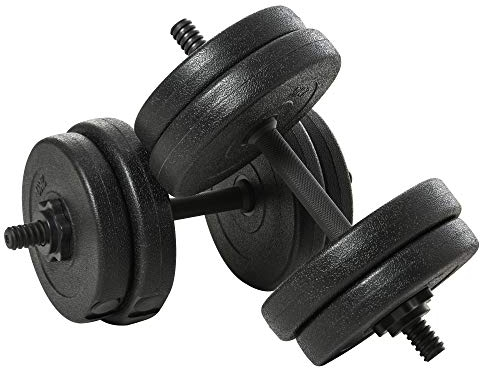 HOMCOM Set Manubri Palestra 20kg (4x2.5kg, 4x2kg), Pesi Palestra con 8 Dischi da 2kg, 2.5kg, Ø25mm, per Allenamento a Casa