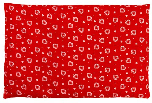 GIRAFFENLAND Johanniskernkissen 30 x 20 cm, Herzen-rot - Als Wärmekissen & Kältekissen - Körnerkissen für Mikrowelle und Backofen - 30x20cm