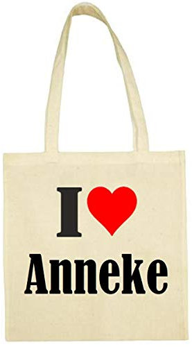 Reifen-Markt Tasche I Love Anneke Größe 38x42 Farbe Natur Druck Schwarz