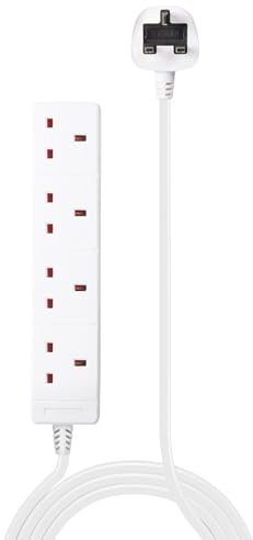 LINDY Power Strip - UK Mains 4 Way Gang Socket White 2m