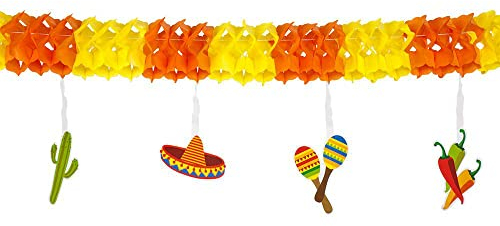 Boland 54402 - Girlande Fiesta, Länge 4 m, Mexiko, Girlande aus Papier, Hängedekoration, Dekoration, Mottoparty, Karneval, Geburtstag