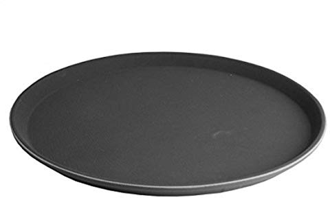 hillfield® Gastro Tablett - Ø 35,5 cm rund, schwarz - antirutsch Kellnertablett - Serviertablett - Gastrotablett - Gläsertablett