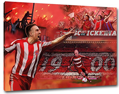 Ultras München Sport Collage Format: 80x60, Bild auf Leinwand XL, fertig gerahmt