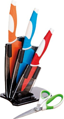 Esmeyer 291-426 Messerset Pluto, 5-teilig Klingen aus Spezialstahl mit Antihaftbeschichtung farbige Griffe aus TPR - Soft Touch