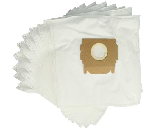 vhbw 10x Sacs compatible avec Moulinex Power Style Ascot, 1250, 1300, 1350 aspirateur - microfibres non tissées, 29cm x 20,5cm, blanc