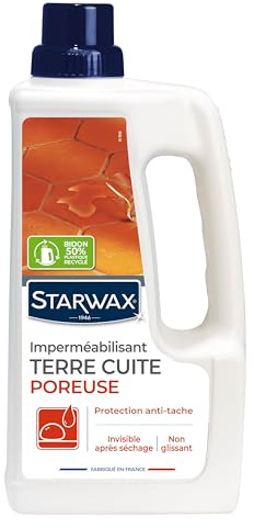 STARWAX Imprägniermittel für poröse Terrakotta 1 L | Schützt poröse Tomettes und Fugen vor Flecken, unsichtbarer Perleffekt, Ergiebigkeit 10 bis 20 m²