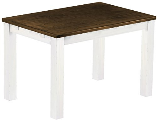 Esstisch Rio Classico 120x80 cm Eiche Weiß Holz Pinie Massivholz Esszimmertisch Echtholz ausziehbar vorgerichtet für Ansteckplatten Brasilmöbel