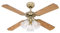 Westinghouse Ventilatore a Soffitto Princess Trio E14, 60 W, Finitura in ottono lucidato, Pale in Rovere/Mogano
