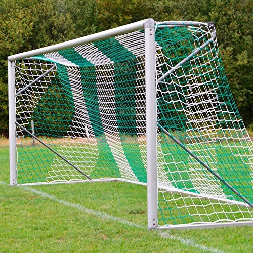 DONET Fußballtornetz 7,5 x 2,5 m Tiefe Oben 2,00 / unten 2,00 m, zweifarbig, PP 4 mm ø, grün/weiß