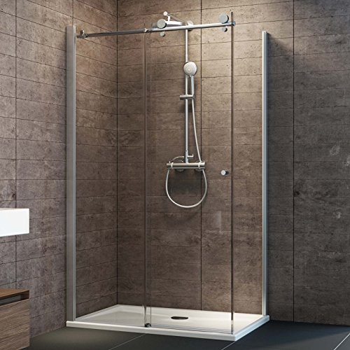 Schulte Duschkabine Master-Class Schiebetür + Seitenwand rechts, 120 x 80 cm, 200 cm, 8 mm Sicherheitsglas klar beschichtet, chrom-optik