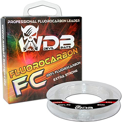 Angel Berger Wild Devil Baits FC 100% Fluorocarbon super Strong Vorfachschnur | Angelschnur | Hohe Tragkraft | Perfekt als Fluorocarbon Vorfach für Barsch, Zander, Hecht (0.40mm / 11.90Kg / 30m)