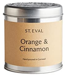St. Eval Orange & Cinnamon Scented Tin Candle - Wax - Refreshing Fragrance - Warm Tangy Fragrance with Hints of Spicy Cinnamon, Aniseed and Sweet Vanilla - Made in Cornwall