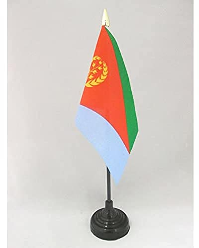 AZ FLAG - Tischflagge Eritrea - 15x10 cm Goldene Splitze - Staat Eritrea Tischfahne 10 x 15 Cm - Flaggen