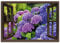 ARTLAND Wanddeko Leinwand Bilder Wandbild 100x70 cm Fensterblick Hortensien im Garten T5QA