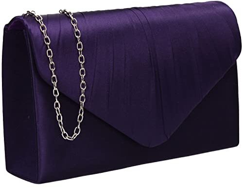 SwankySwans Chantel Damen-Clutch, Satin, Party, Abschlussball, Hochzeit, Abend, Clutch, violett, Einheitsgröße, Clutches