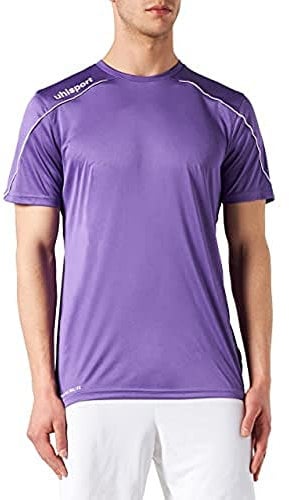 Uhlsport Stream 22 Short Sleeve Jersey Junior, Lime Yellow/Black, Moisture Wicking Crew Neck Dry Tech Kids, Size 28/30