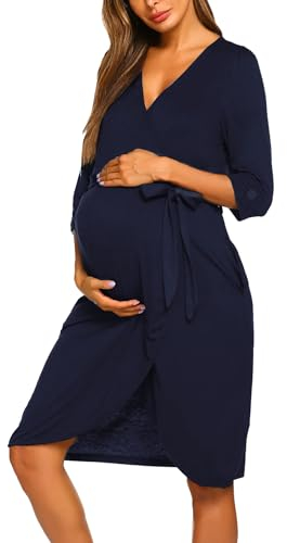 Ekouaer Umstandsmantel, 3-in-1, für Arbeit, Krankenhaus, Stillkleid, Bademantel